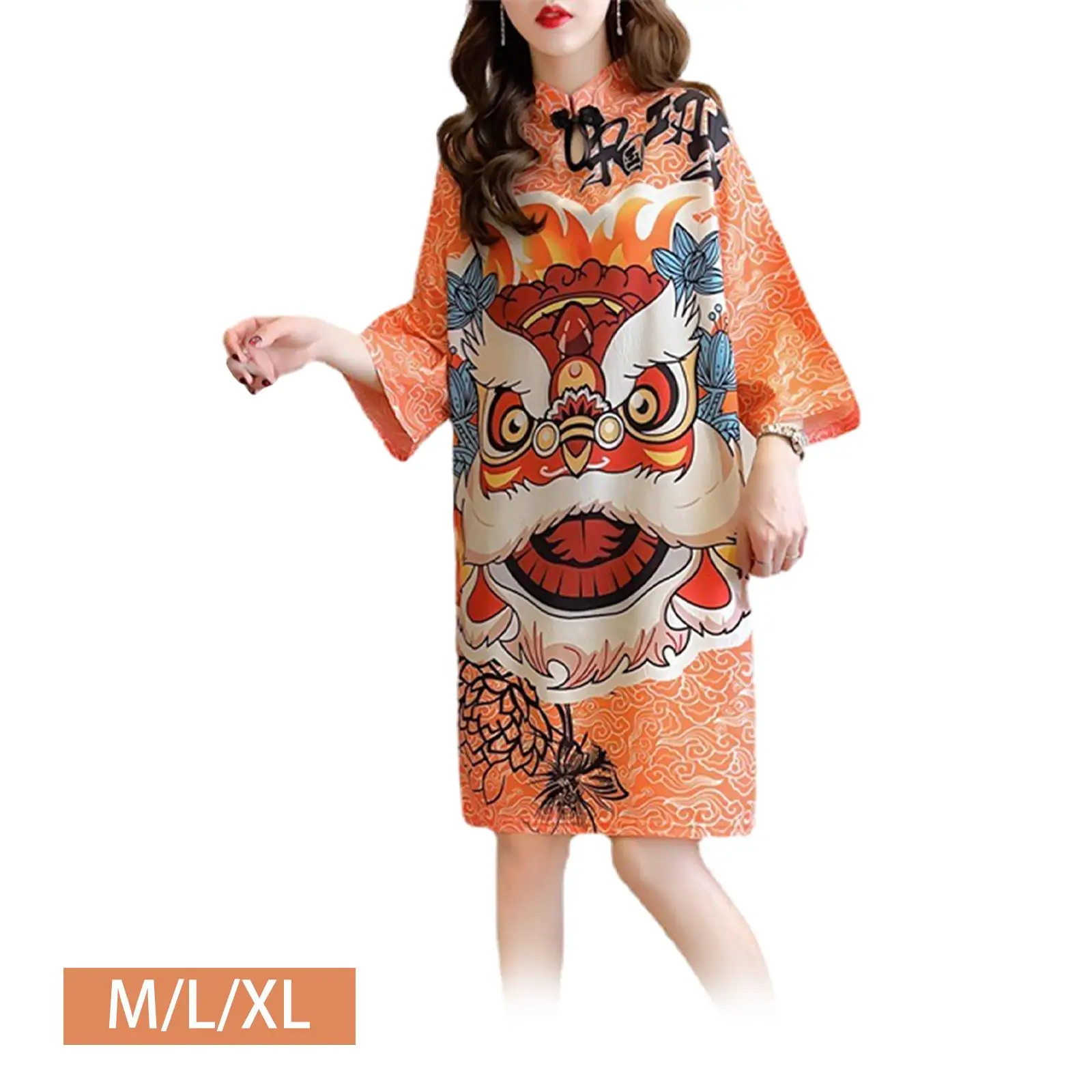 Chinese Cheongsam Dress Mandarin Collar Costume Soft Evening Dress Cheongsam for Anniversary Dating Gowns Shopping Evening Party