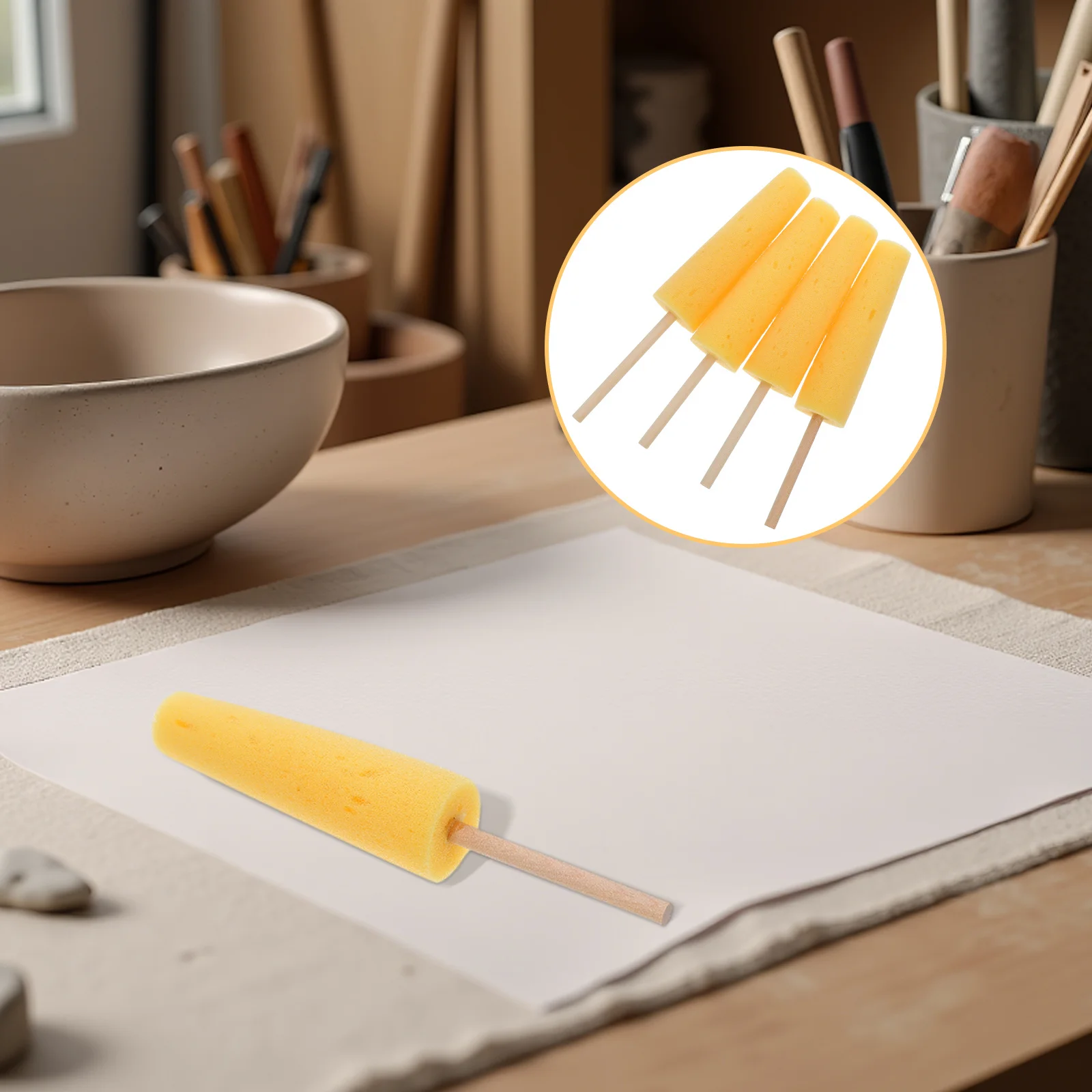 

4Pcs Ceramic Shaping Sponge Tools for Pottery Smoothing Repair and Finishing - Reusable Mud Sponges for Clay Wheel Throwing