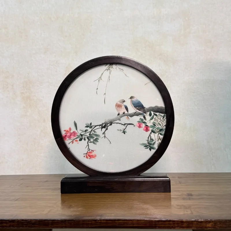 Handmade Suzhou embroidery double-sided embroidery simple new Chinese-style ornament Chinese style business portable embroidery