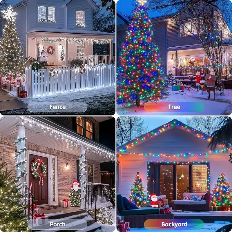 LED Solar Outdoor String Light Waterproof Fairy Light with 8 Modes Porch Fence Garden Christmas Tree Courtyard Party Decoration