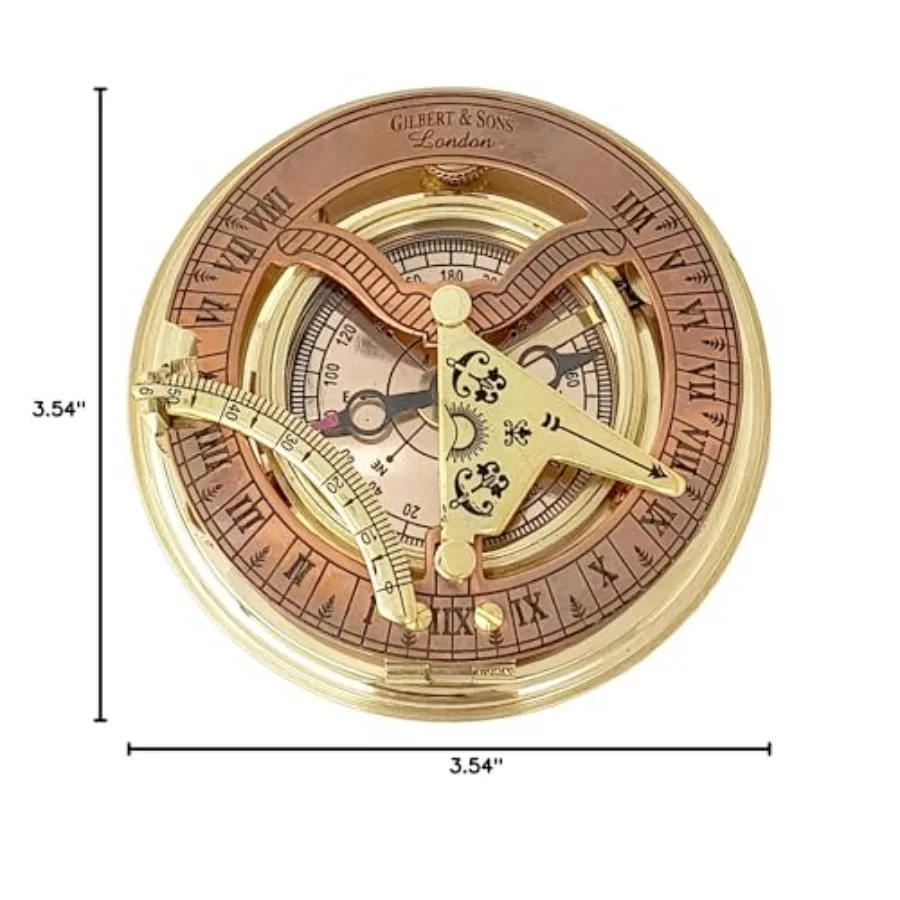 - Antique Brass and Copper Sundial Compass, Sundial Clock in Box Gift Sun Clock Ship Replica Watch