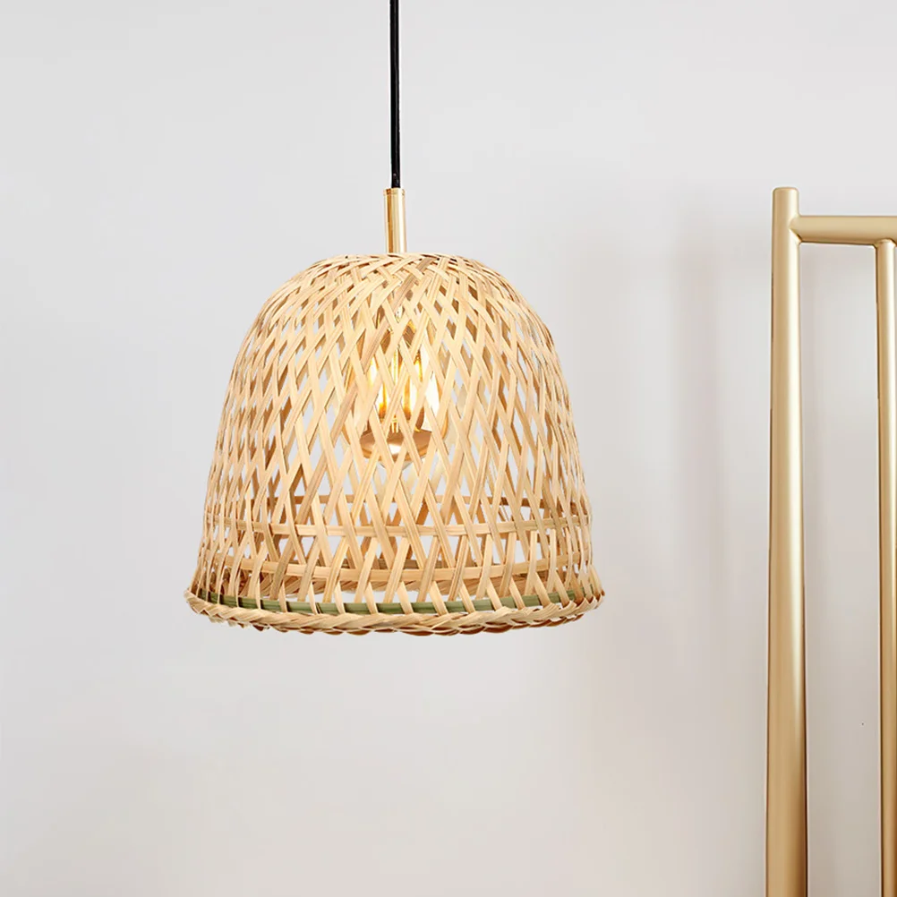 

3pcs Vintage Bamboo Woven Lampshade Handmade Rattan Pendant Light Fixture Cover For Hallways Small Spaces Soft Lighting Decor