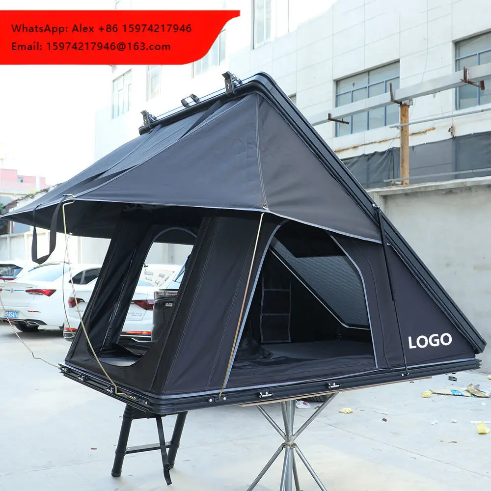 4x4 Camping Accessories-3-4 Person Hard Shell Roof Top Tent Black Clamshell Design For Tenda Ripara Sole Auto