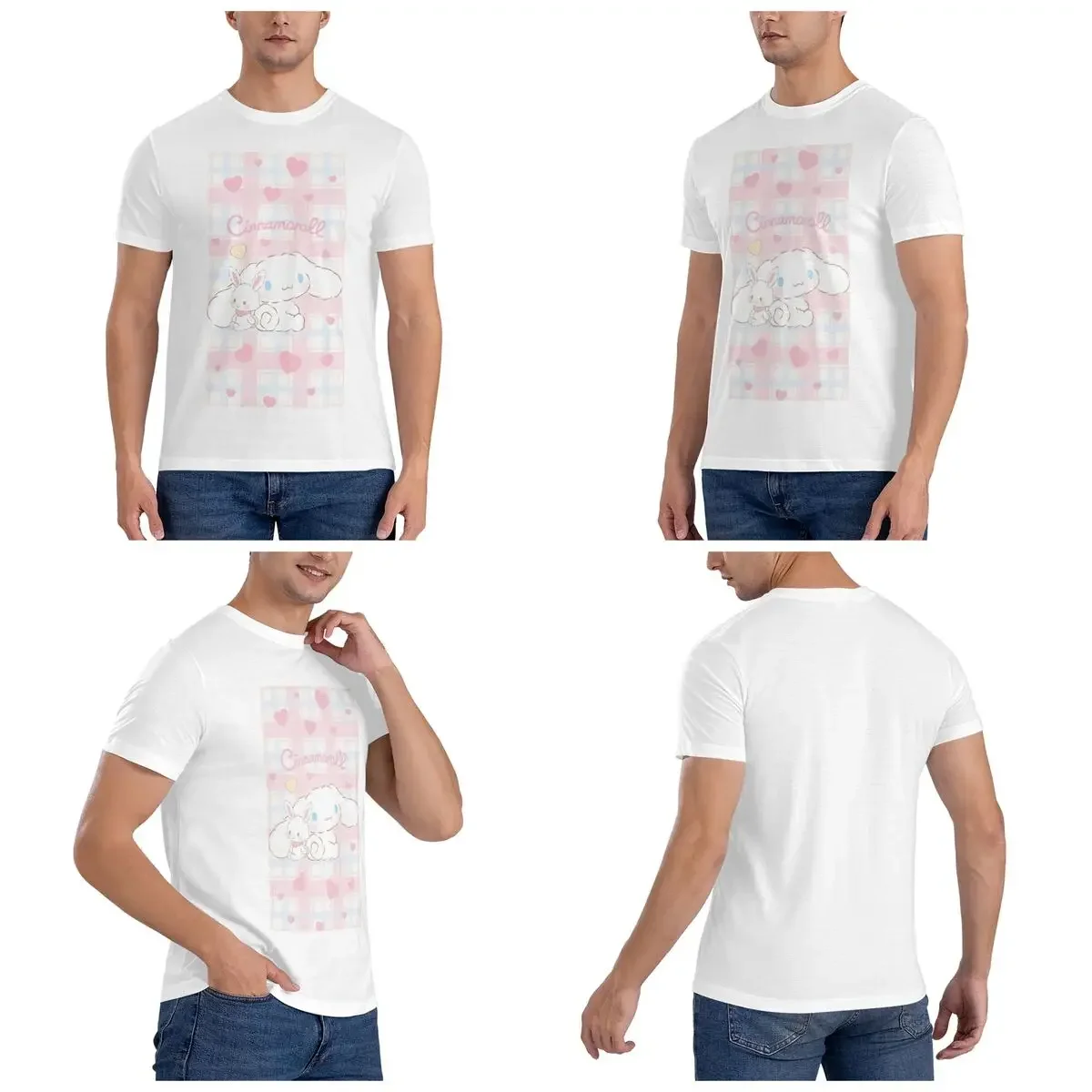 Cinnamoroll Sanrio T-Shirt for Men Cotton Oversized T Shirts Men's Short Sleeve Crew Neck Summer Clothes Tops S-6XL