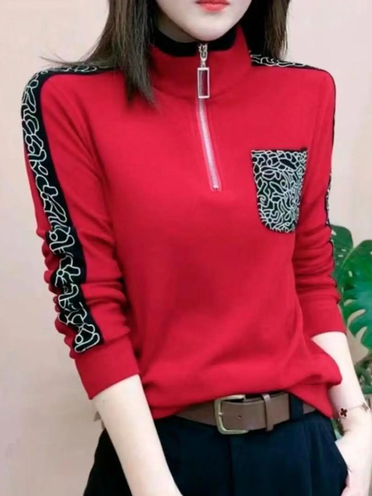 double-sided-fce-sweatirt-long-sve-autumn-winter-f-zip-netie-slimming-young-looking-women's-top-new-sle