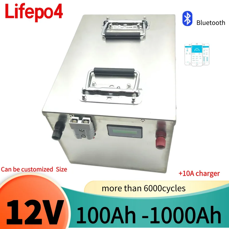 12V 200Ah 100Ah 300Ah 400Ah 500Ah 600Ah 800Ah 1000Ah Lifepo4 Battery for Off-Grid Household Electricity Office UPS RV Boat