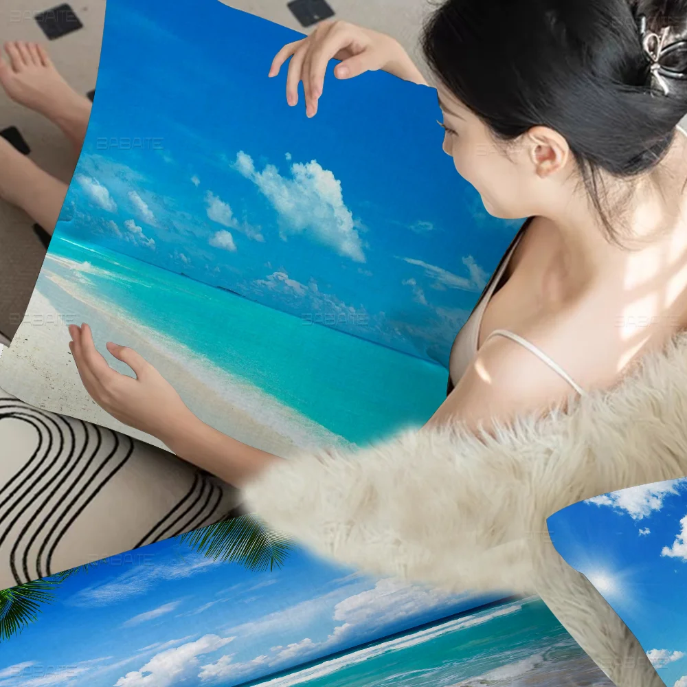 

Blue Sky Beach Office Cushion Pillowcase Car Cushion Cover45X45CM Lumbar Pillowcase Sofa Pillowcover