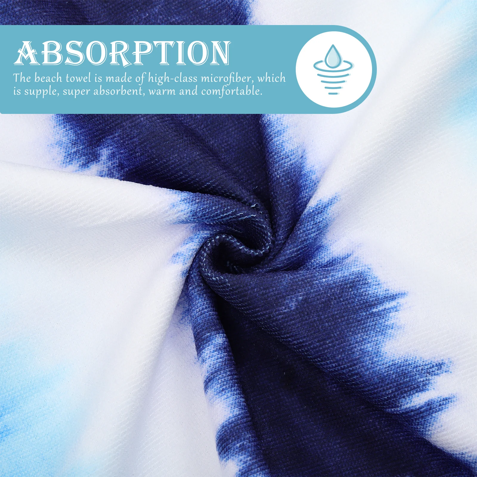 منشفة شاطئ بغطاء للرأس من الألياف الدقيقة، منشفة حمام محمولة سريعة الجفاف للسباحة في الهواء الطلق والتخييم واليوجا والسفر ومناشف الشاطئ