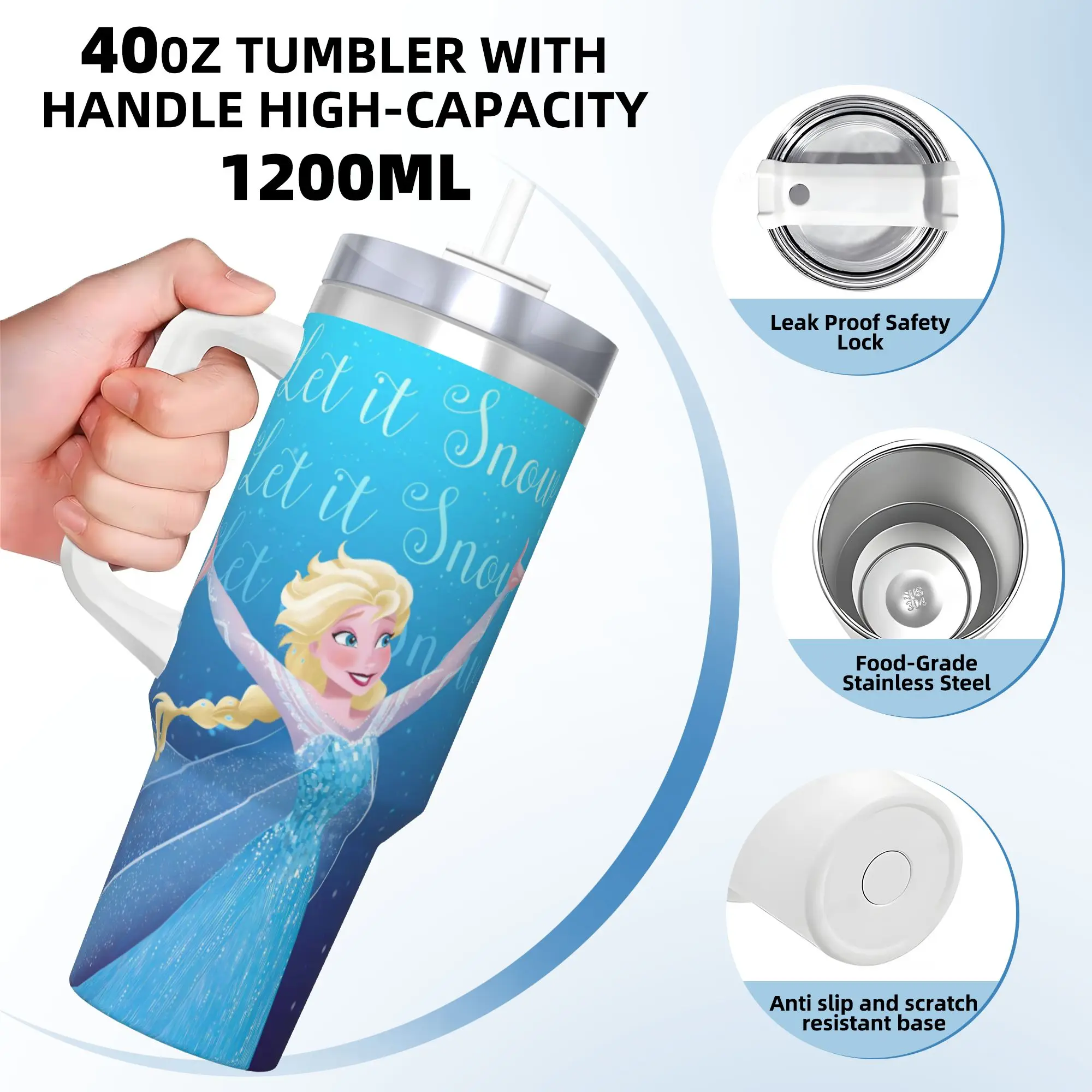 بهلوان من الفولاذ المقاوم للصدأ كوين F-فروزن الأميرة إلسا أكواب حرارية مانعة للتسرب أكواب باردة وساخنة كوب تصميم السفر زجاجة ماء