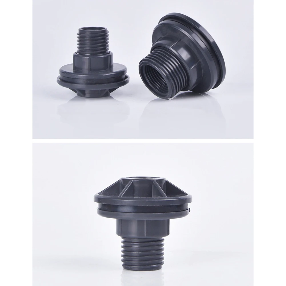 Grey PVC Valve Fitting Adapter With Screw Bore For Aquarium Reef Tank Swimming Pool Irrigation System Water Bucket Fish Pond