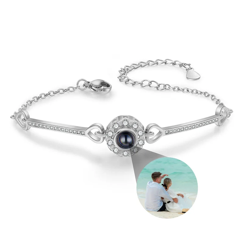 

Custom Picture Bracelet Personalized Photo Projection Bracelets Circle Photo Bracelets with Picture For Women Men Couple Gifts