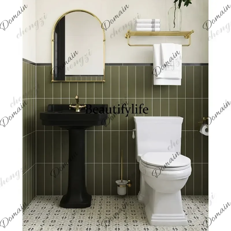 ISL French retro bathroom column basin European washbasin balcony gold bracket floor-to-ceiling washbasin