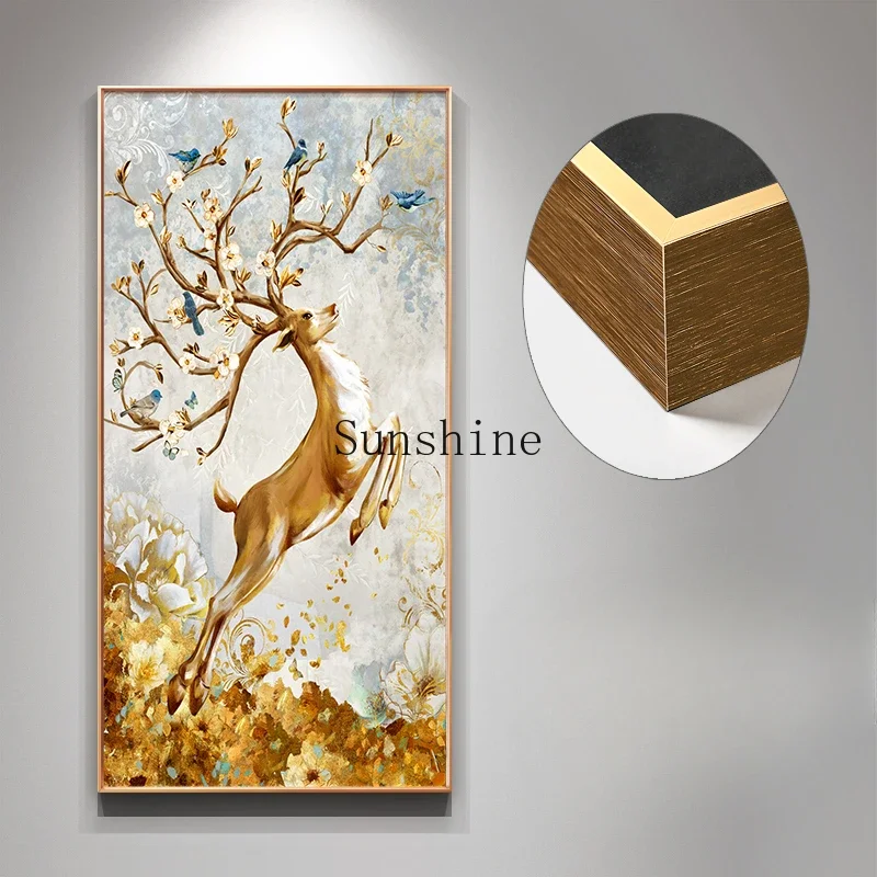 Hand-painted oil painting decoration light luxury modern simplicity high sense lucky deer hanging painting