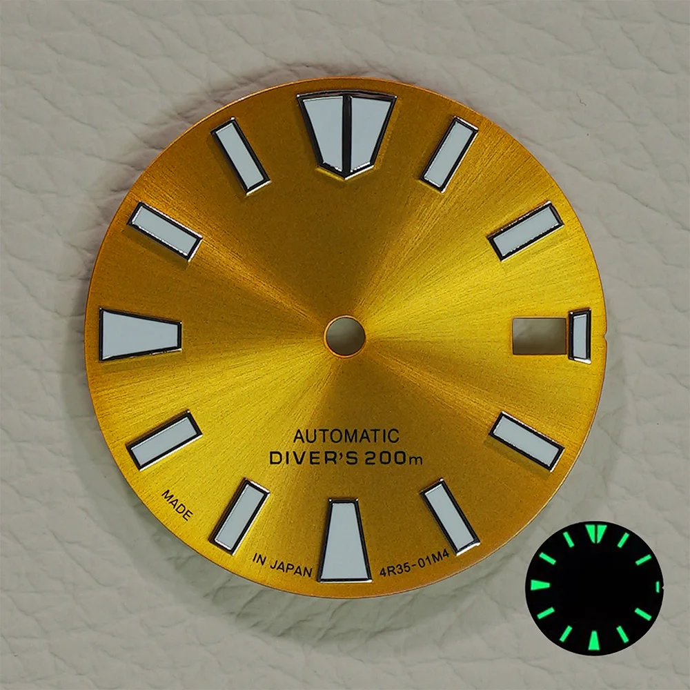 Esfera de reloj de alta calidad NH35/NH36, 28,5mm, esfera S, verde, luminoso, adecuado para nh35, nh36, movimientos, reparación de accesorios de reloj