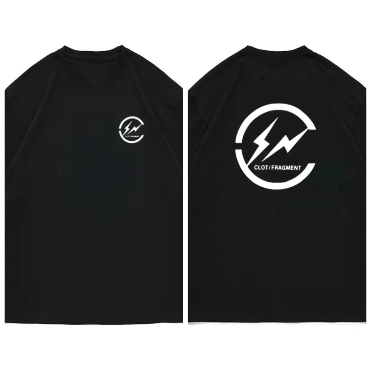 

2025 Summer Fashion Casual CLOT Fujiwara Hiroshi Lightning Before and After Printed Short Sleeve T-shirt Fashion Loose Men Women