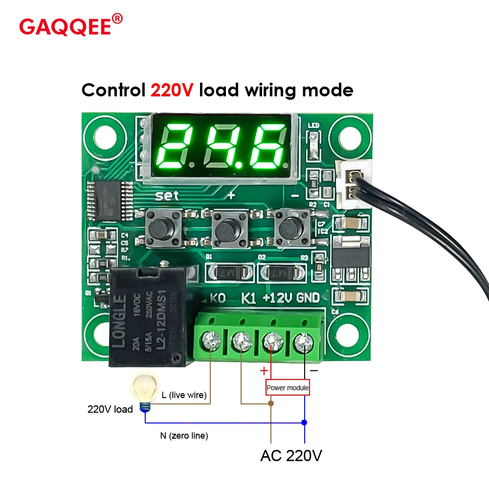 W1209 AC 110-220V LED Heat Cool Temp Thermostat Temperature Control Switch Temperature Controller Thermometer Thermo Controller