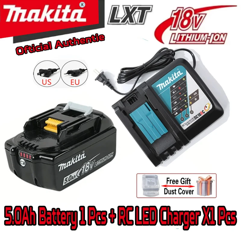 Japón Makita 18V 5000MAh batería de herramienta eléctrica DDF487 DGA404 DTW700 DHP487 reemplazo de batería LED de Carga