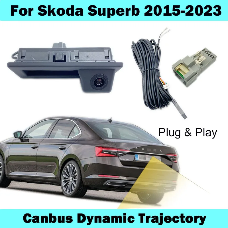 HICAMRUI Rear Camera for Skoda Superb Combi sedan 2015-2023 Canbus Dynamic Trajectory Camera Plug and play without coding