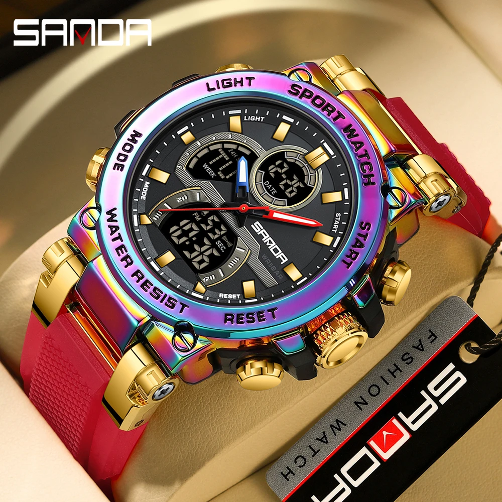 SANDA Men Military Watch Digital 50m Waterproof Wristwatch LED Quartz Clock Sport Watch Male High Quality Big Watches Men