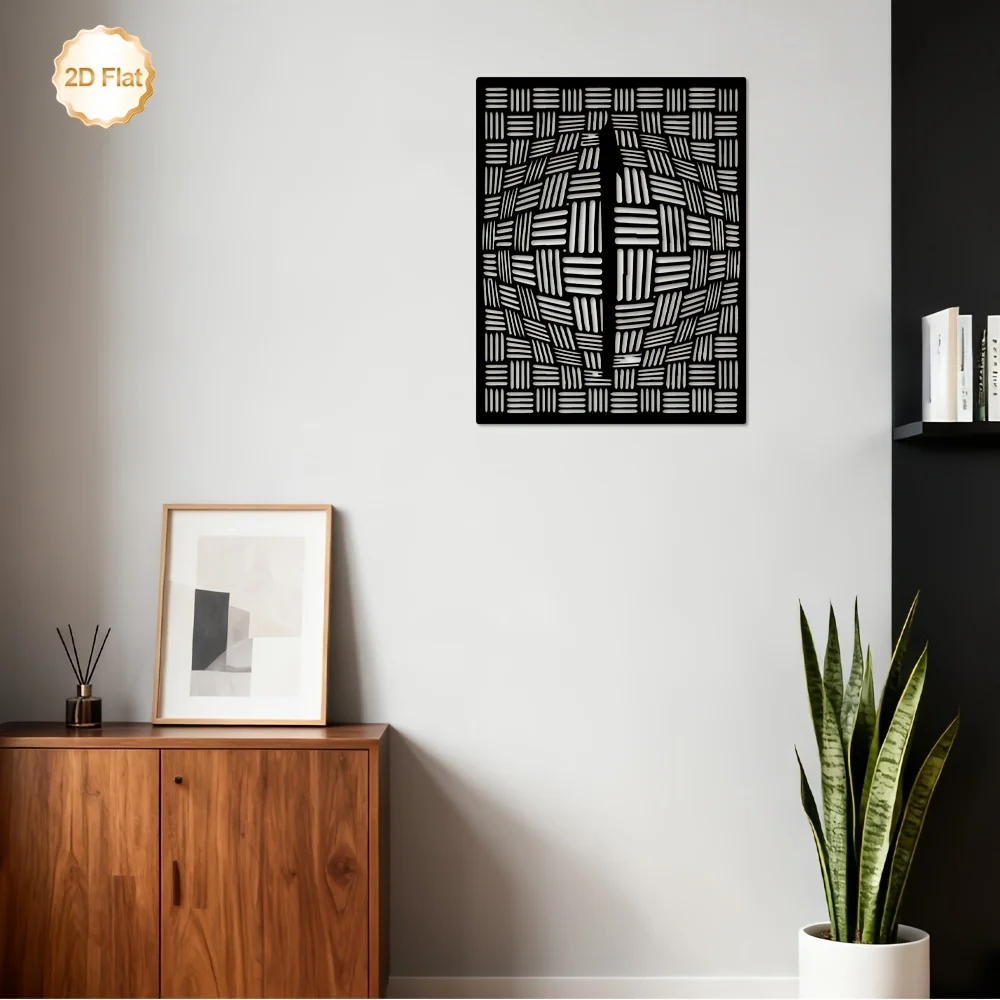 CIFBUY Iron Wall Art Decor Abstract Geometric Metal Sculpture Indoor Outdoor Flat Wall Decor for Living Room Bedroom Entryway