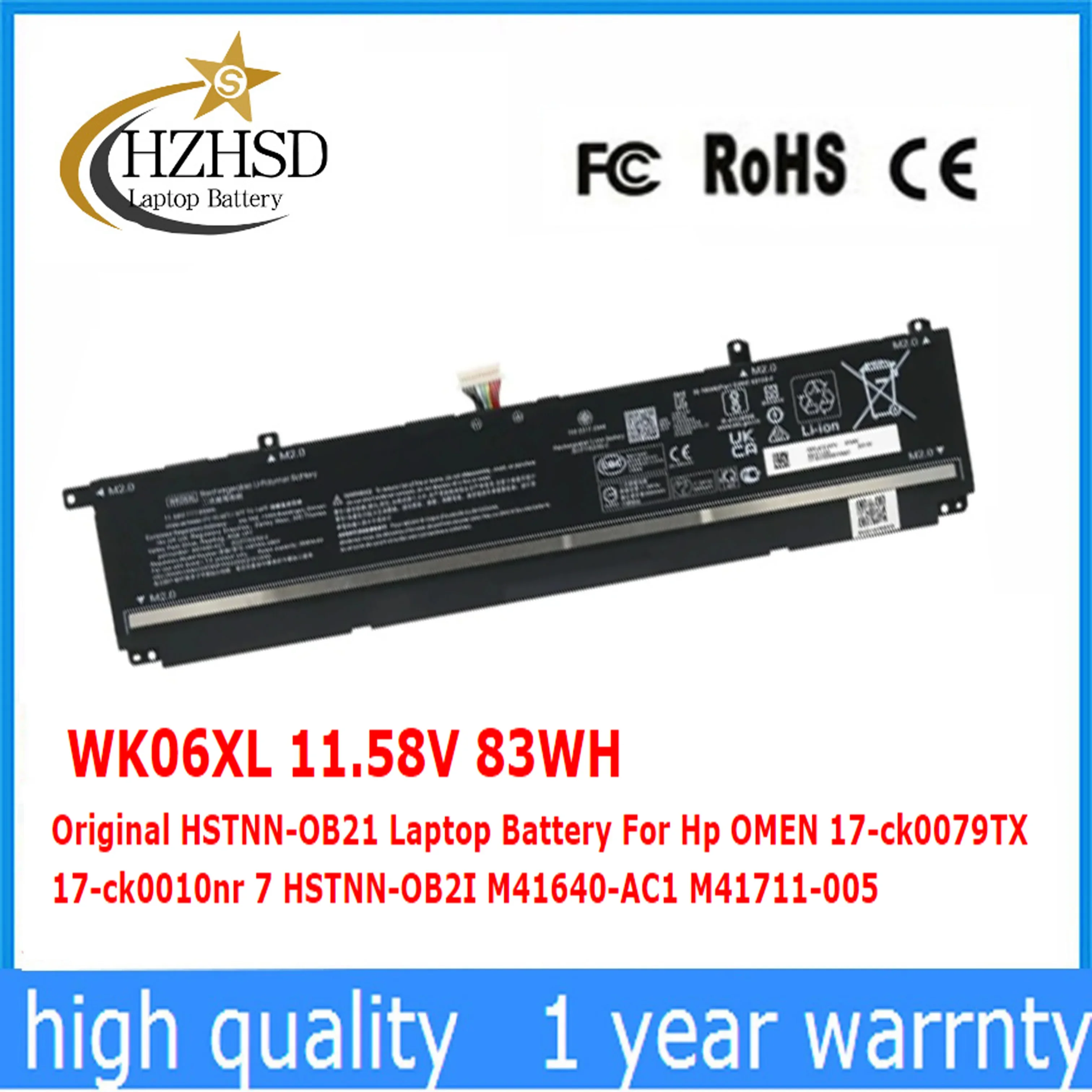 

WK06XL 11.58V 83WH Original HSTNN-OB21 Laptop Battery For Hp OMEN 17-ck0079TX 17-ck0010nr 7 HSTNN-OB2I M41640-AC1 M41711-005