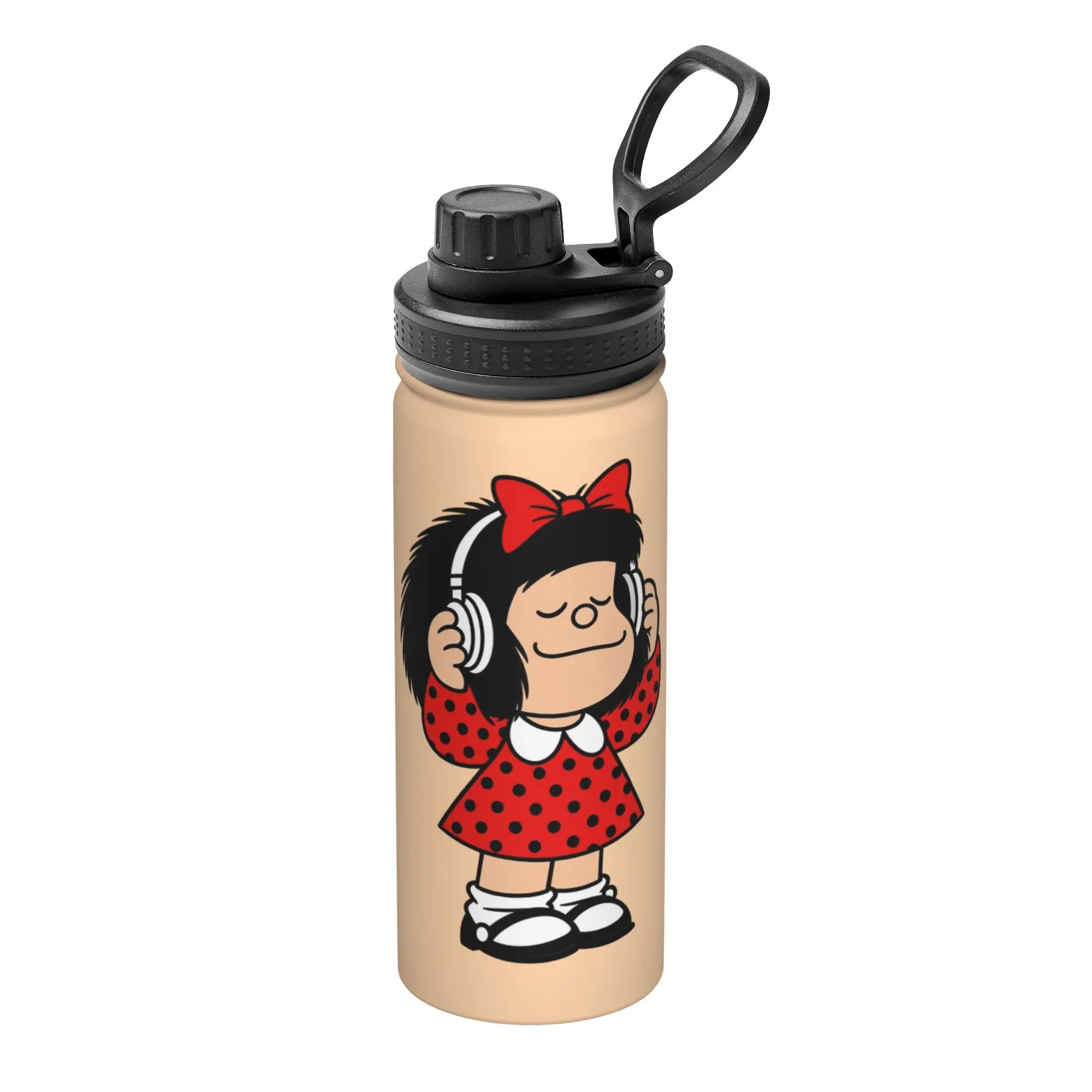 Cartoon M-Mafaldas 18OZ Sports Insulated Kettle  Thermal Cup Stainless Steel Double Wall Mug Water Bottle