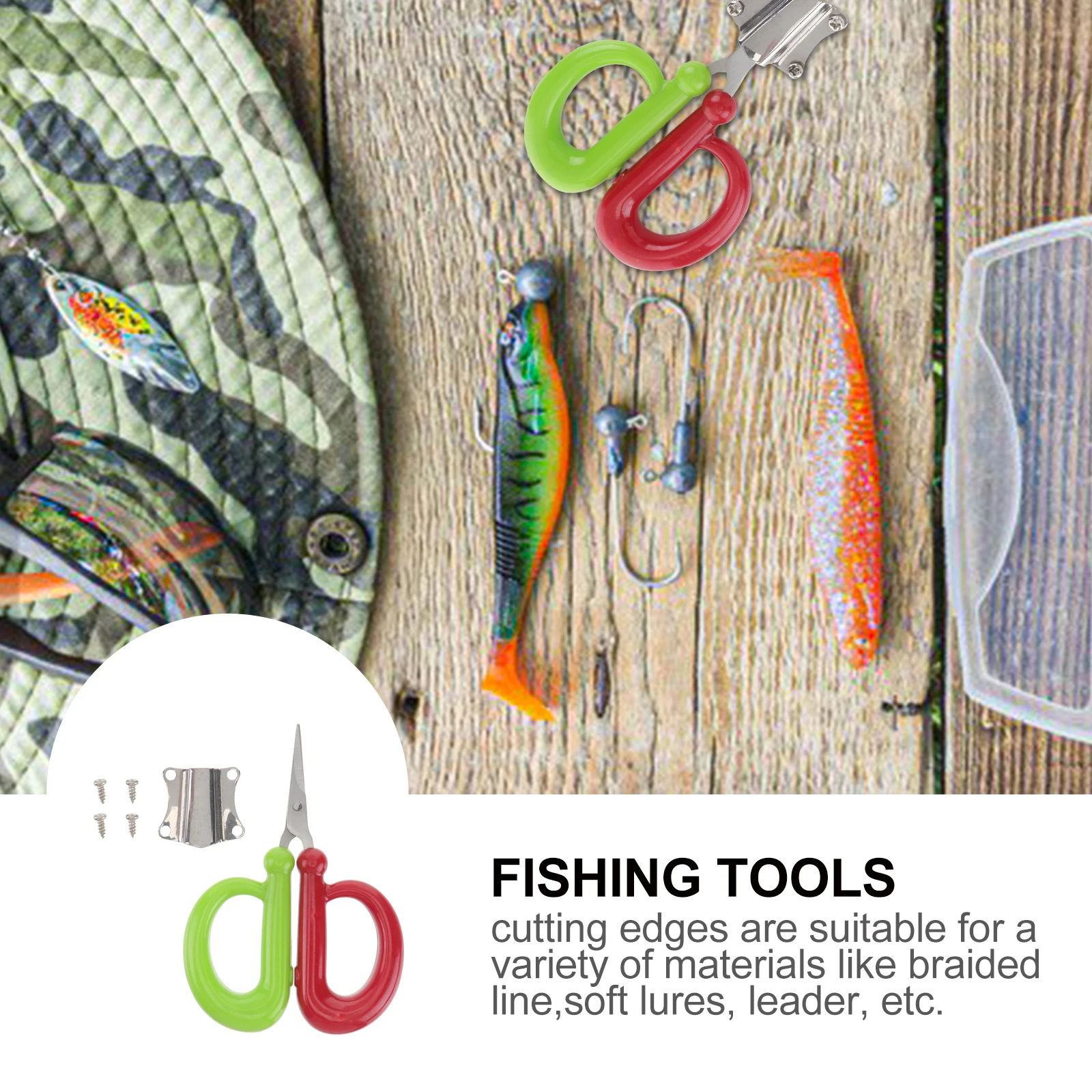 

2 Sets of Practicable and Multifunctional Stainless Steel Scissors for Fishing(Floating Scissors, Random Color)