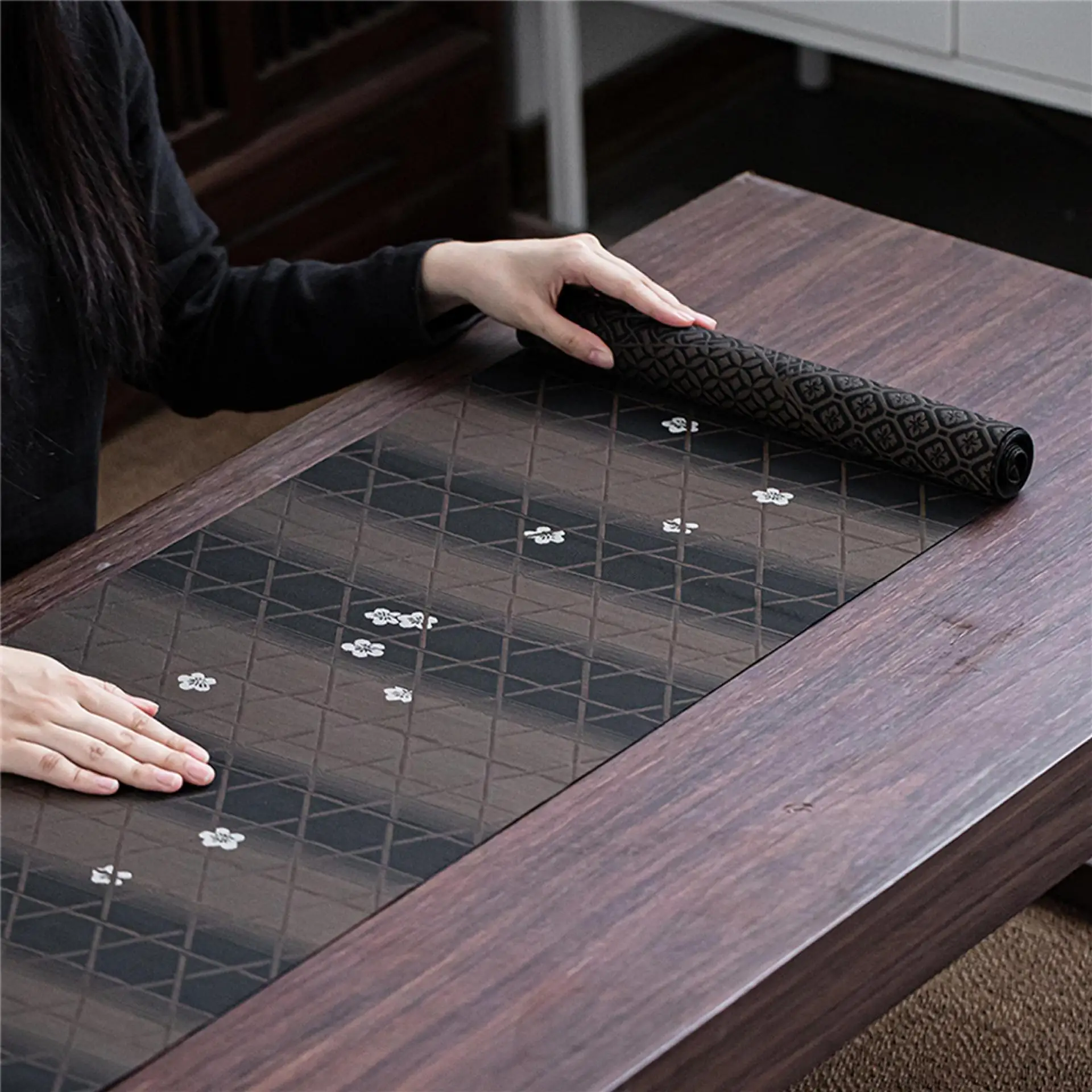 Brocade Table Runner New Chinese Zen Waterproof Heat Resistant Tea Mat Kung Fu Tea Home Tabletop Decor Craft Gift Tea Accessory