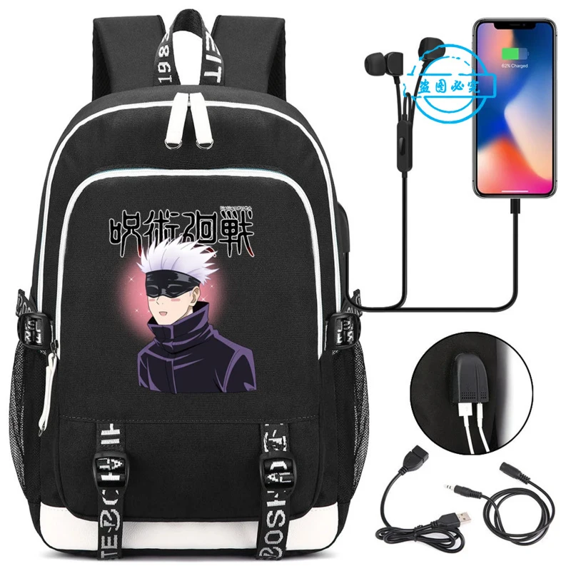 

Jujutsu Kaisen Backpack Anime Student Teenager Schoolbag USB Charging Laptop Travel Rucksack Casual Mochila Boys Gift