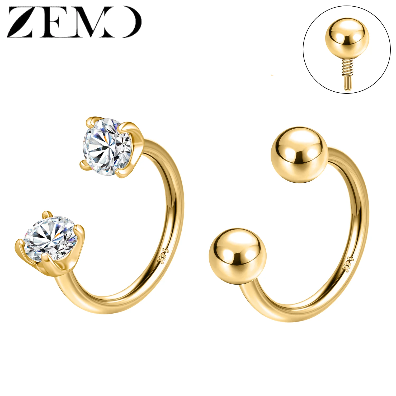

ZEMO 1 PC 14K Gold Plated Horseshoe Nose Rings Gold Color Hypoallergenic Nose Septum Earrings Lip Helix Nostril Piercing 16G 8MM