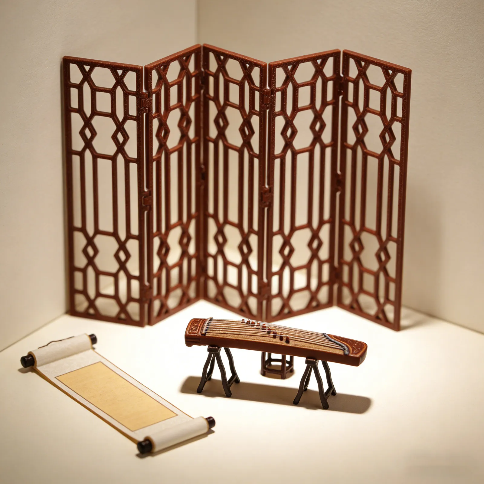 

Mini Chinese Folding Screen 1:20 Scale Vintage Ornamental Desktop Screen Decoration for Dollhouse Miniature Sand Table