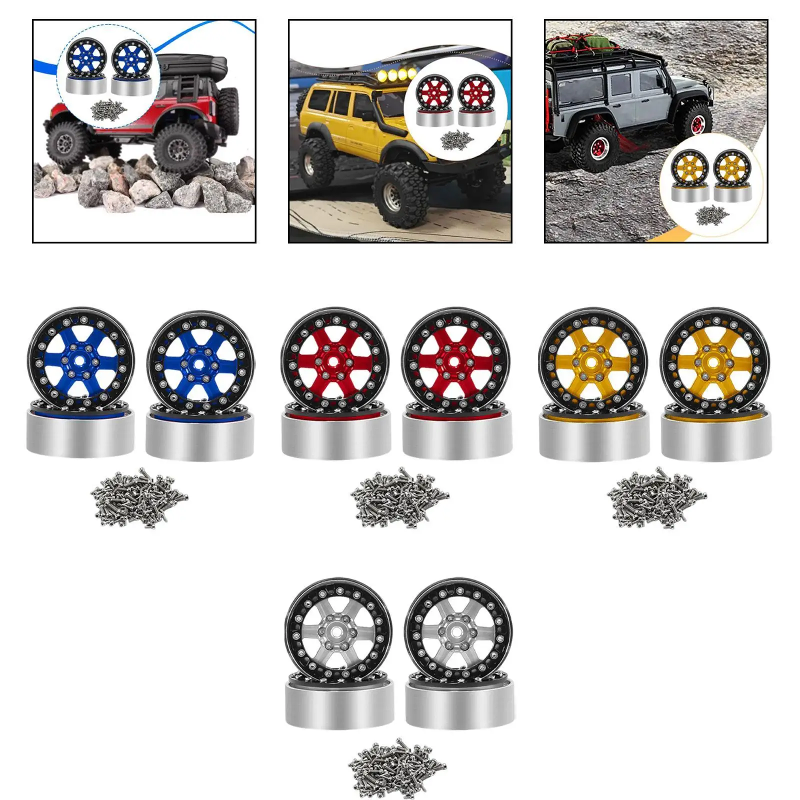 4 ชิ้น, 1/18 1/24 ล้อแม็กซ์รถบังคับวิทยุ, ประสิทธิภาพสูง, เปลี่ยนได้, พกพาสะดวก, อะไหล่รถบังคับวิทยุ อลูมิเนียมอัลลอย สำหรับ SCX24