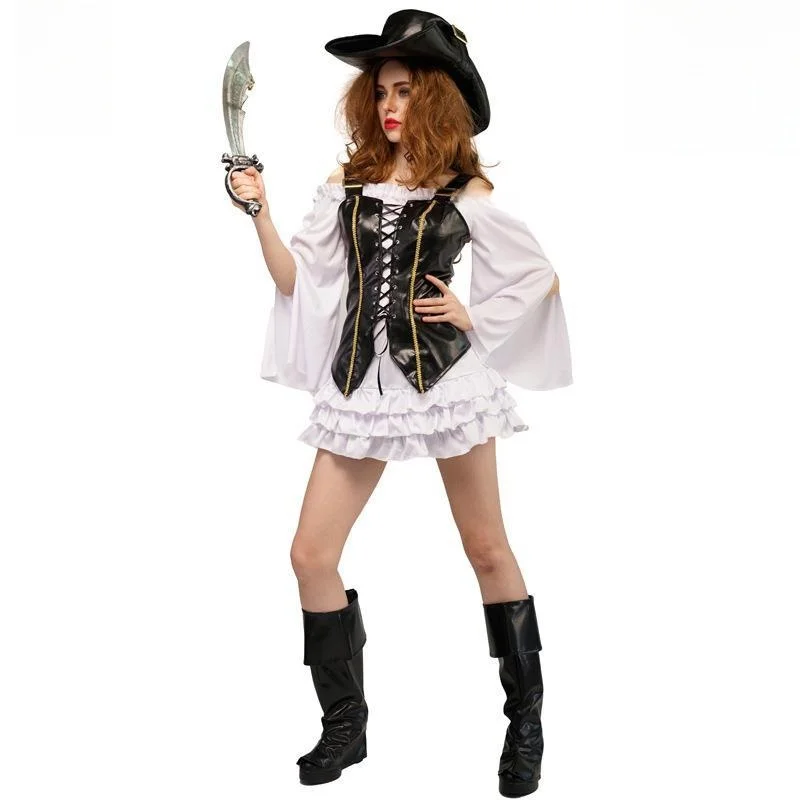 Costume de Pirate en cuir pour femmes adultes, tenue de spectacle d'halloween, mascarade, Cosplay, vêtements de plang de rôle de Pirate, Fas pour dames...