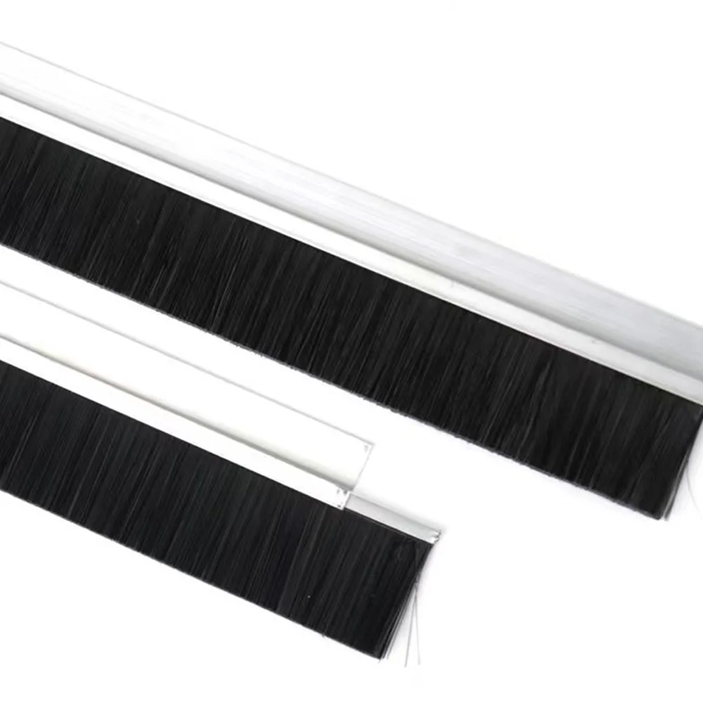 Door Sweep Seals Brush Door Bottom Sweep H Shape Aluminum Alloy Base 10/15/20/30/40/50/70/80/90/100/120mm Nylon Brush Length 1m