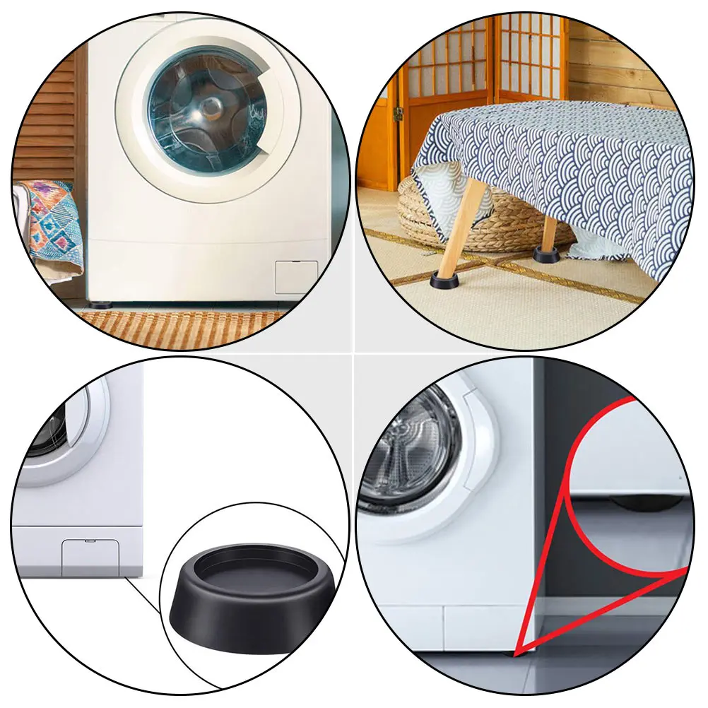 

4pcs Rubber Mat for Washing Machine Durable Non Slip Vibration Reduction Noise Reduction Furniture Leg Pads Anti Skid Cushion