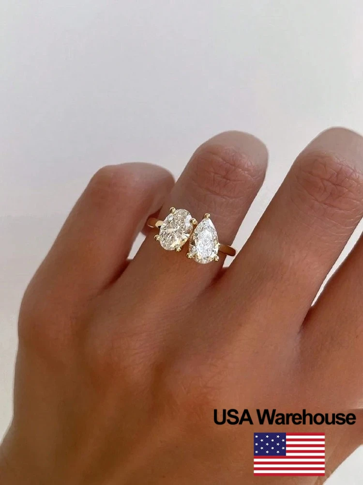 

925 Sterling Silver Simple Classic Zircon Pear Shaped Oval Ring For Women Engagement Wedding Luxury High Quality Fine Jewelry