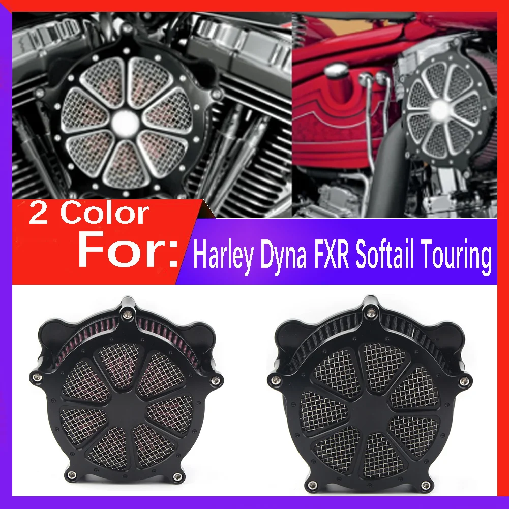 Motorcycle Turbine Air Cleaner Intake Filter System Kit For Harley Dyna FXR 1993-2017 Softail 93-2015 Touring 1993-2007