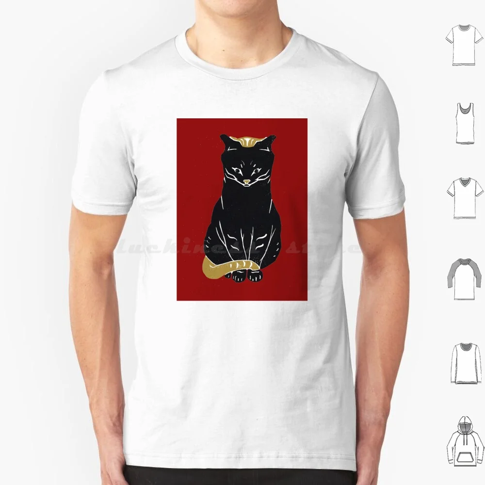 Japanese Style Print Of A Cat T Shirt Big Size 100% Cotton Japanese Cat Japan Cute Anime Kawaii Kitten Kitty Animal Animals