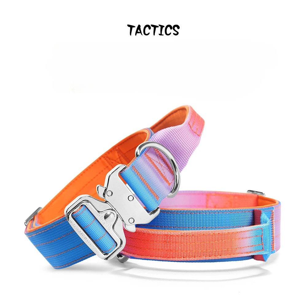 New Gradient Color Outdoor Adjustable Tactical Collar Training Tactics Dog Harness Dog Accessories for Medium Large Dogs view 2