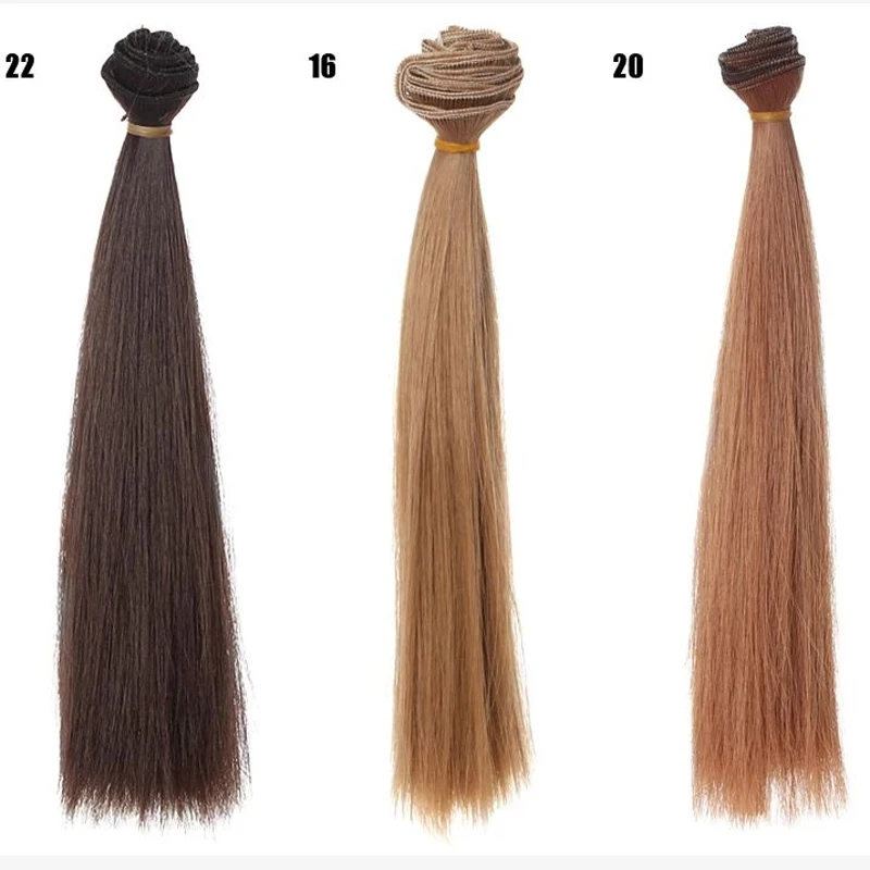 refires bjd hair 25cm*100CM black pink brown khaki white grey color long straight doll hair