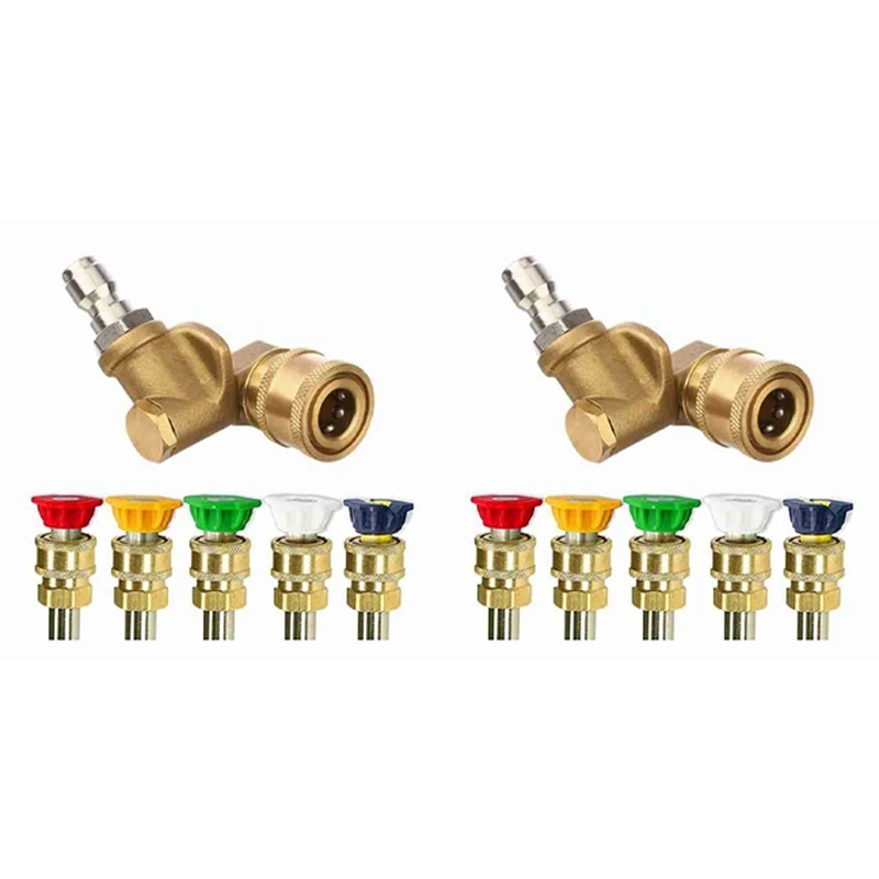 

2X Washer High Pressure Washer Nozzle Tips Wand Pivot Coupler Power Spray Kit 4500 PSI Pivot Coupler With Nozzle Tips