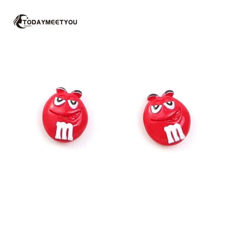 Face  M Candy Bean Resin Dangle Earring For Women Rainbow Colorful Fashion Hiphop Accessories Wholesale