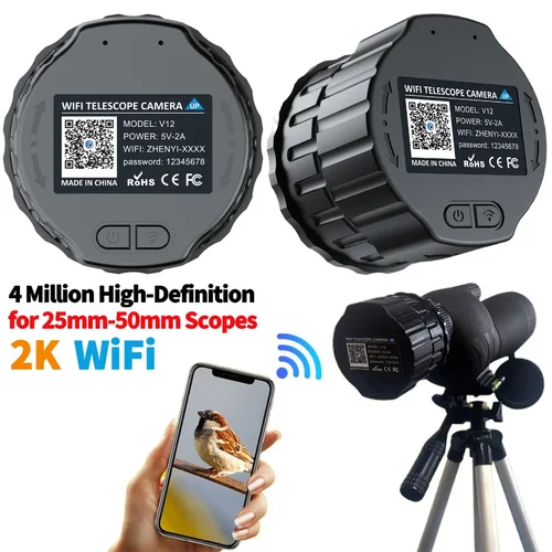 Imagen 1 del producto Oculares electrónicos WiFi de 4MP que se adaptan a telescopios y microscopios ópticos de 25mm-50mm Cámara ocular telescopio WiFi para observación de aves