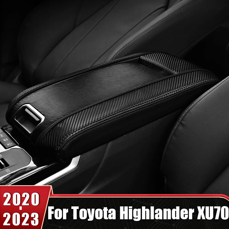 For Toyota Highlander Kluger XU70 2020 2021 2022 2023 PU Leather Car Central Armrest Box Cover Case Protection Ttim Stickers