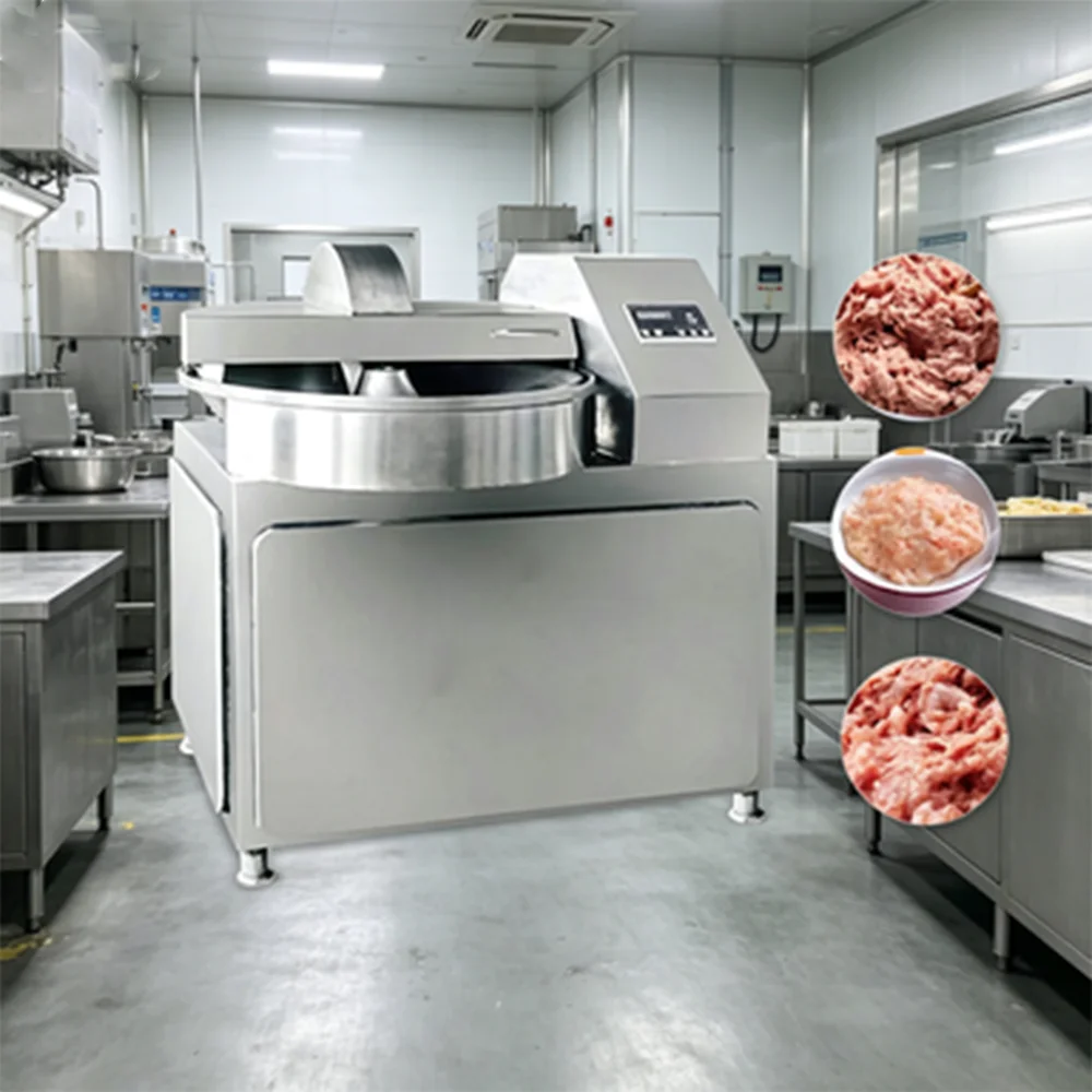 Large Workshop Meat Emulsifying Bowl Cutter Machine For High Capacity Meatball And Sausage Combined Production