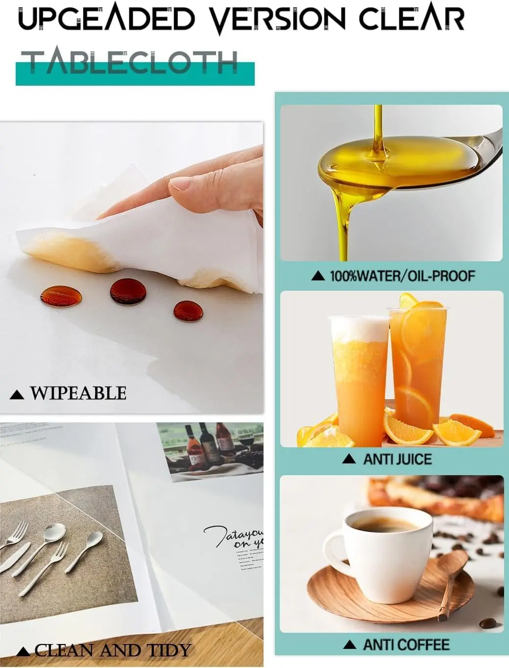 ผ้าคลุมโต๊ะพลาสติกพีวีซีสีใสขนาด40X80นิ้วผ้าคลุมโต๊ะทานอาหารผ้าคลุมโต๊ะไม้เฟอร์นิเจอร์ท็อปเปอร์โปร่งแสง