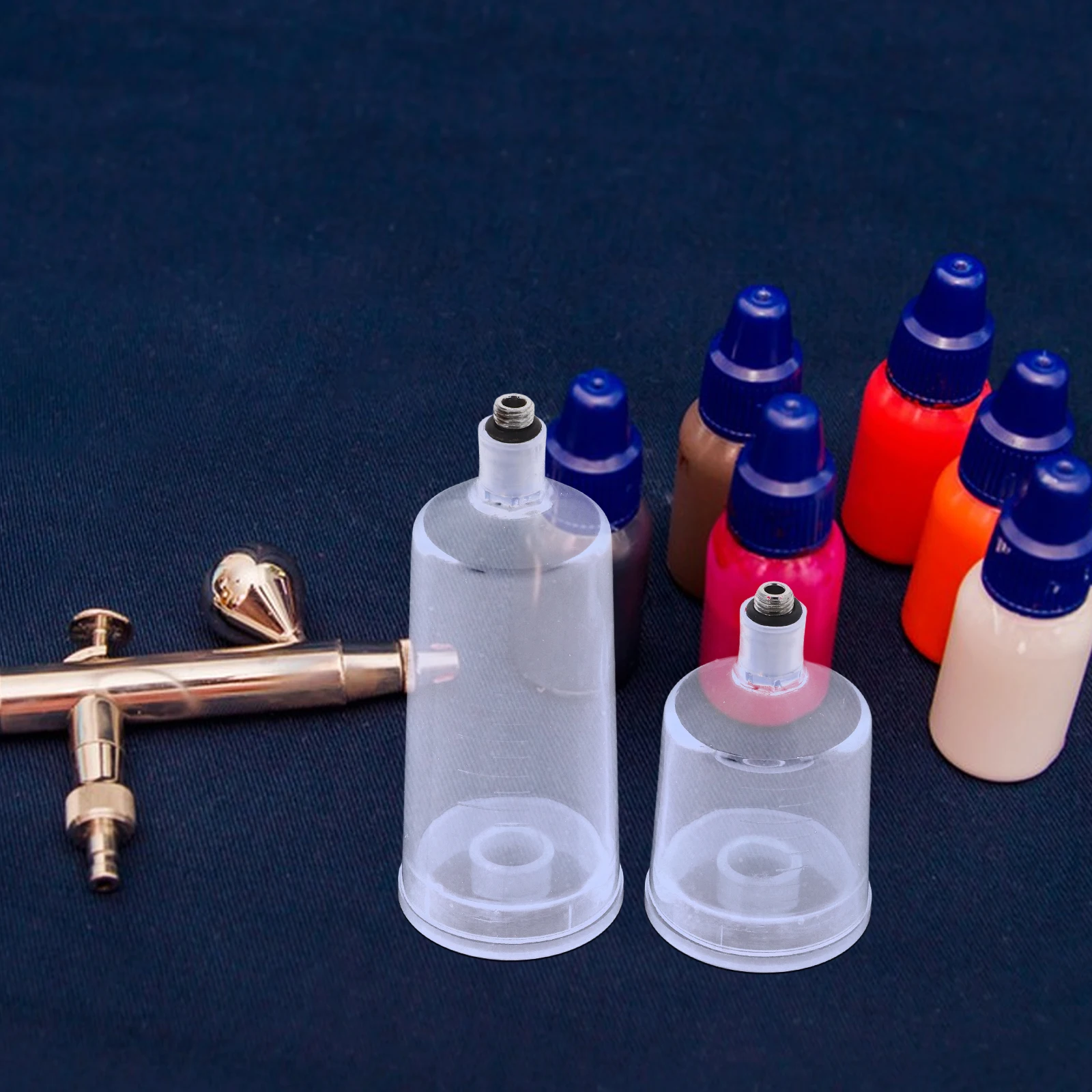 

2pcs Spray Paint Cup Replaceable Detachable Clear Pigment Container Refillable Large Capacity Plastic Bottle For Painting