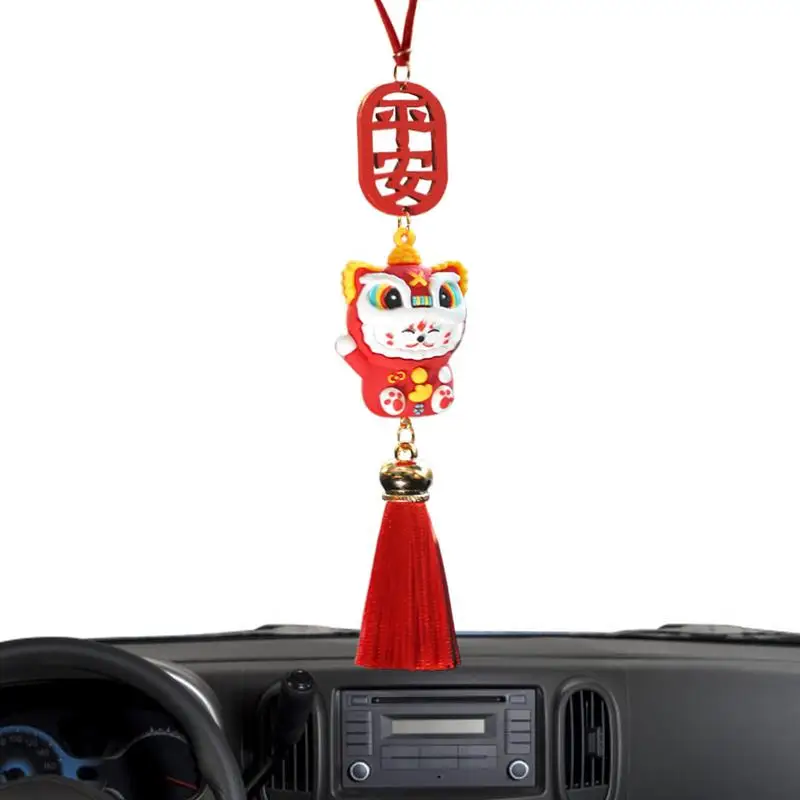 Chinese Car Pendant Chinese Style Powerful Lion Awakening Element decor Auspicious Charm Lanyard Design Chinese Luck Ornament