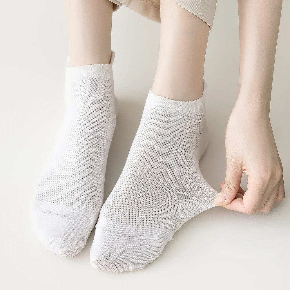 10 Pairs Women Ankle Socks Summer Mesh Cotton Socks Cute Short Sports Socks Low Cut No-show Slipper Socks High Quality