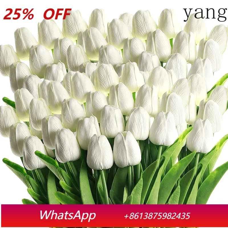50 Pcs Artificial Tulips Flowers Fake Tulips Real Touch Tulip Fake Flowers Decoration